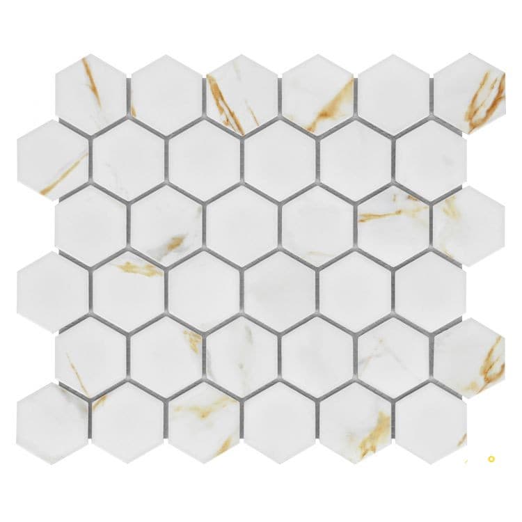 HULU HEXAGON CALACATTA MATTE MOSAIC 2" X 2"