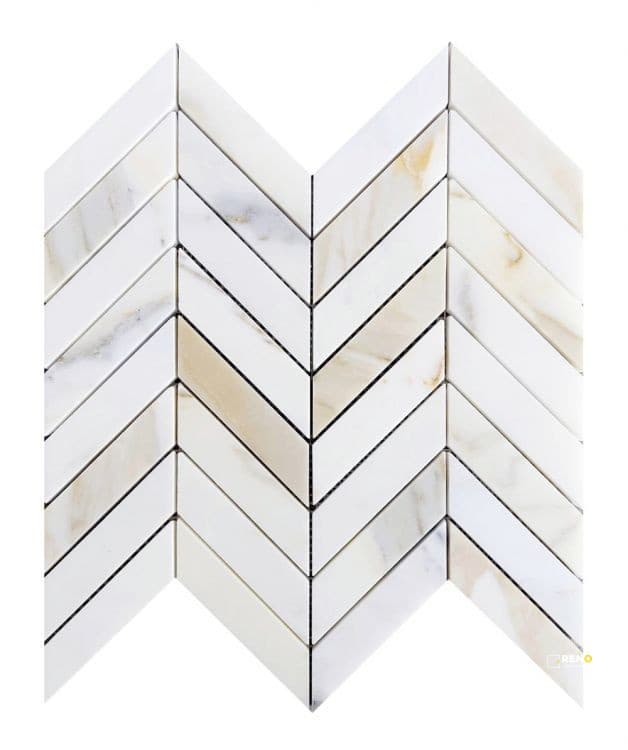 CHEVRON CALACATTA GOLD HONED MOSAIC 11" X 11"