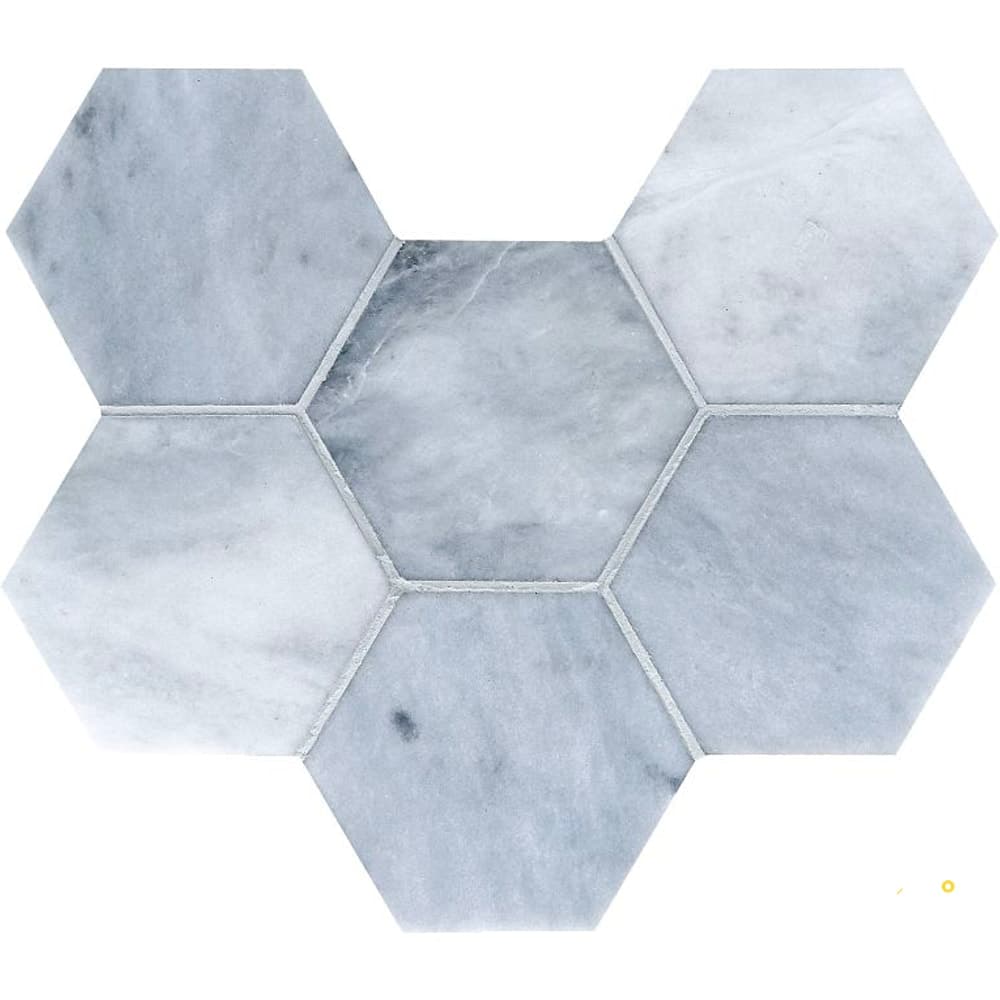 SKY BLUE HONED HEX MOSAIC 4"