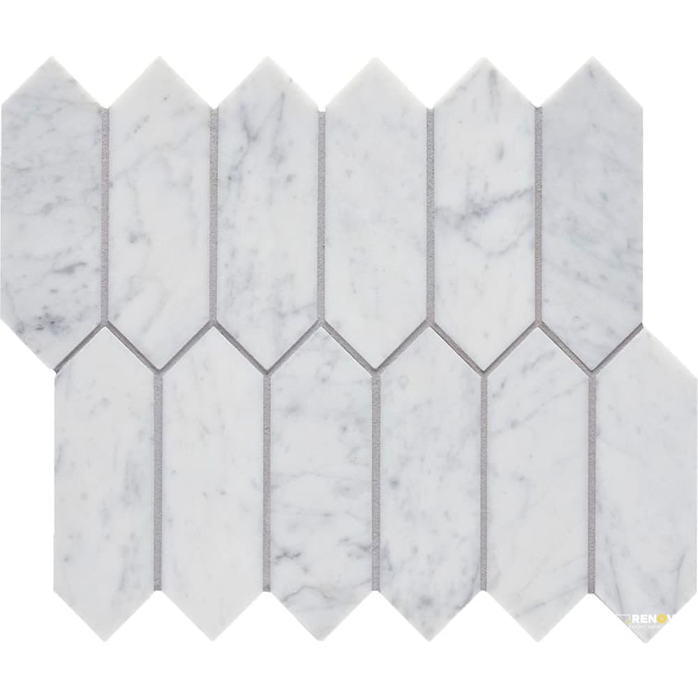 BIANCO VENATINO HONED PICKET MOSAIC