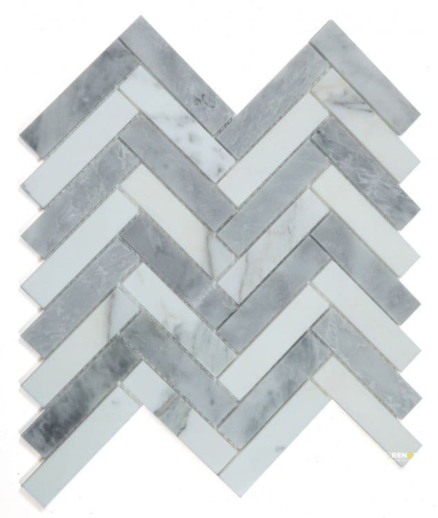HERRINGBONE CITY GREY MOSAIC 11.25" X 11.25"