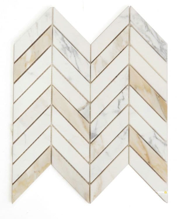 CHEVRON CALACATTA GOLD POLISHED MOSAIC 11" X 11"