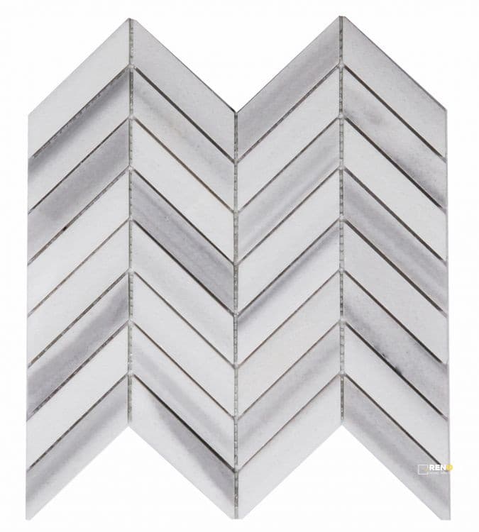 CHEVRON MARMALA WHITE MOSAIC 11" X 11"