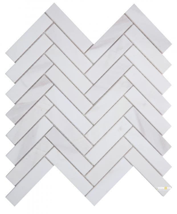 HERRINGBONE WHITE MOSAIC 11.25" X 11.25"