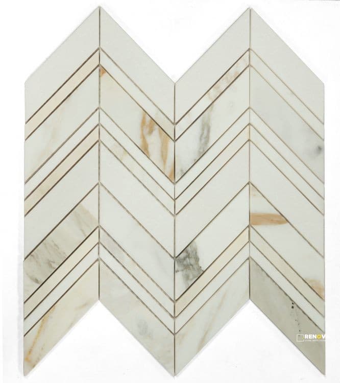 CHEVRON RAVENNA CALACATTA MOSAIC 11.75" X 12.5"