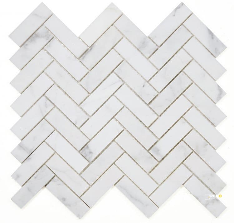 HERRINGBONE CALACATTA WHITE HONED MOSAIC 11.25" X 12.5"