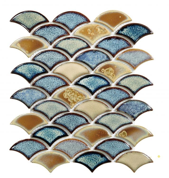 DRAGON SCALE OLIVE MOSAIC 10" X 12"