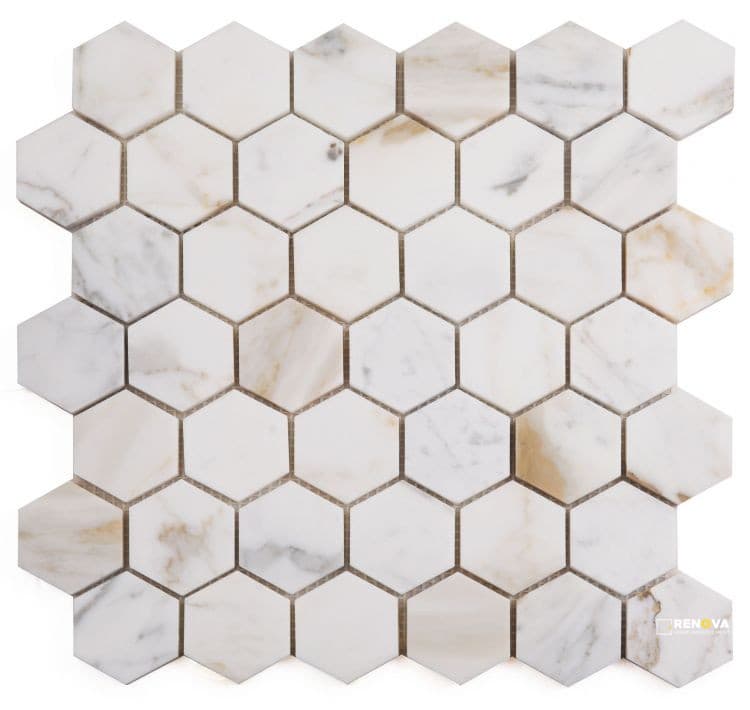 HEXAGON CALACATTA GOLD POLISHED MOSAIC 2" X 2"