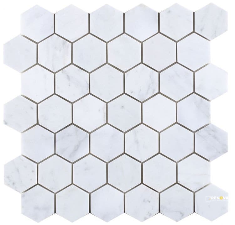 HEXAGON CARRARA POLISHED MOSAIC 3" X 3"