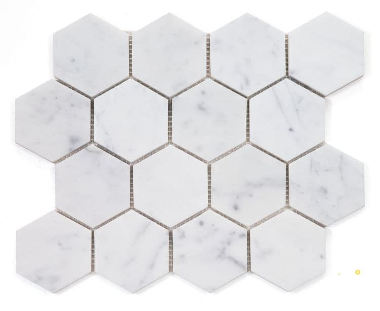 HEXAGON CARRARA HONED MOSAIC 3" X 3"