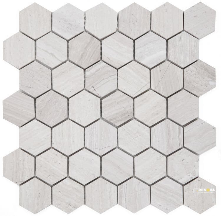 HEXAGON GREY MOSAIC 2" X 2"