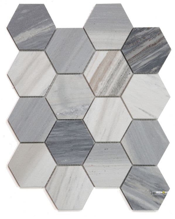 HEXAGON ITALIAN BLUE MOSAIC 3" X 3"