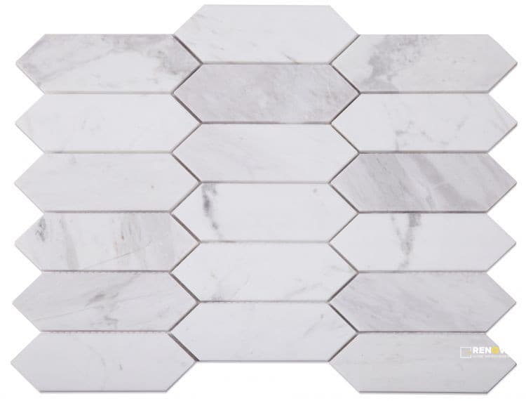ELONGATED HEXAGON WHITE MOSAIC 11.75" X 15"