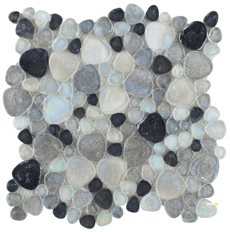 INARI GREY PEBBLE MOSAIC 12" X 12"