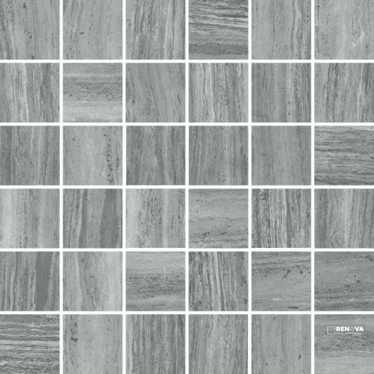 RIVER GREY MATTE SQUARE MOSAIC 2" X 2"