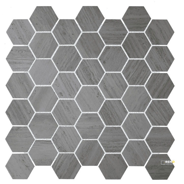 RIVER GREY MATTE HEXAGON MOSAIC 2" X 2"