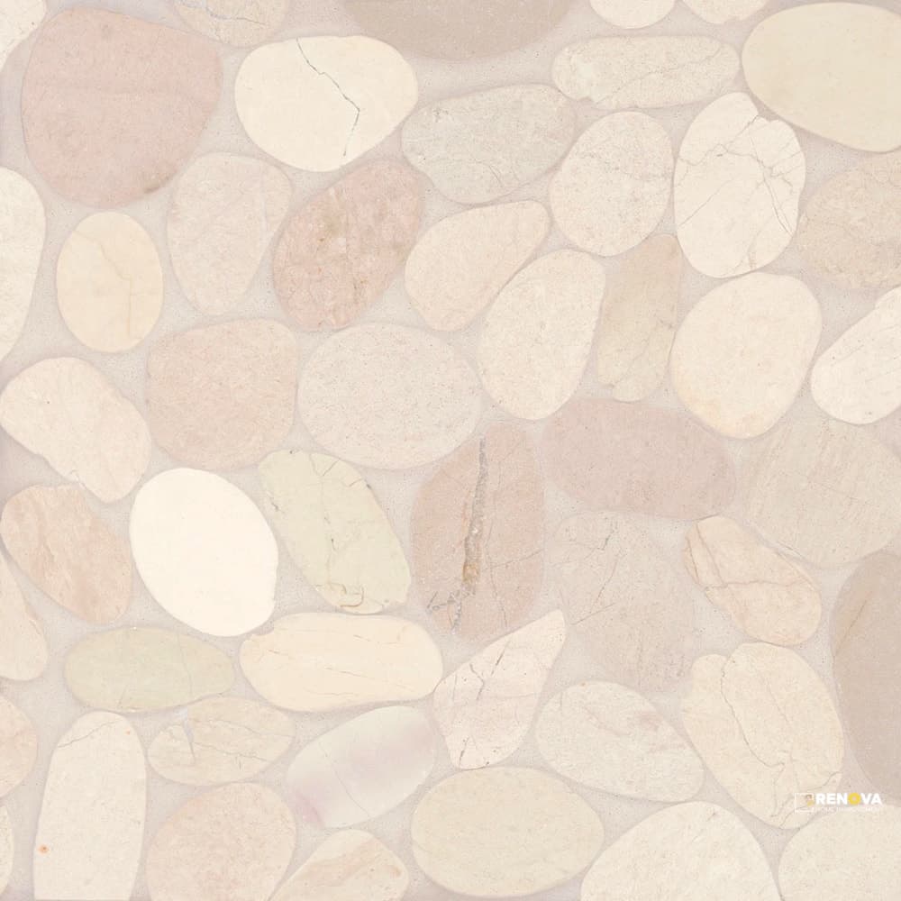 WATERBROOK WHITE JUMBO SLICED PEBBLE MOSAIC