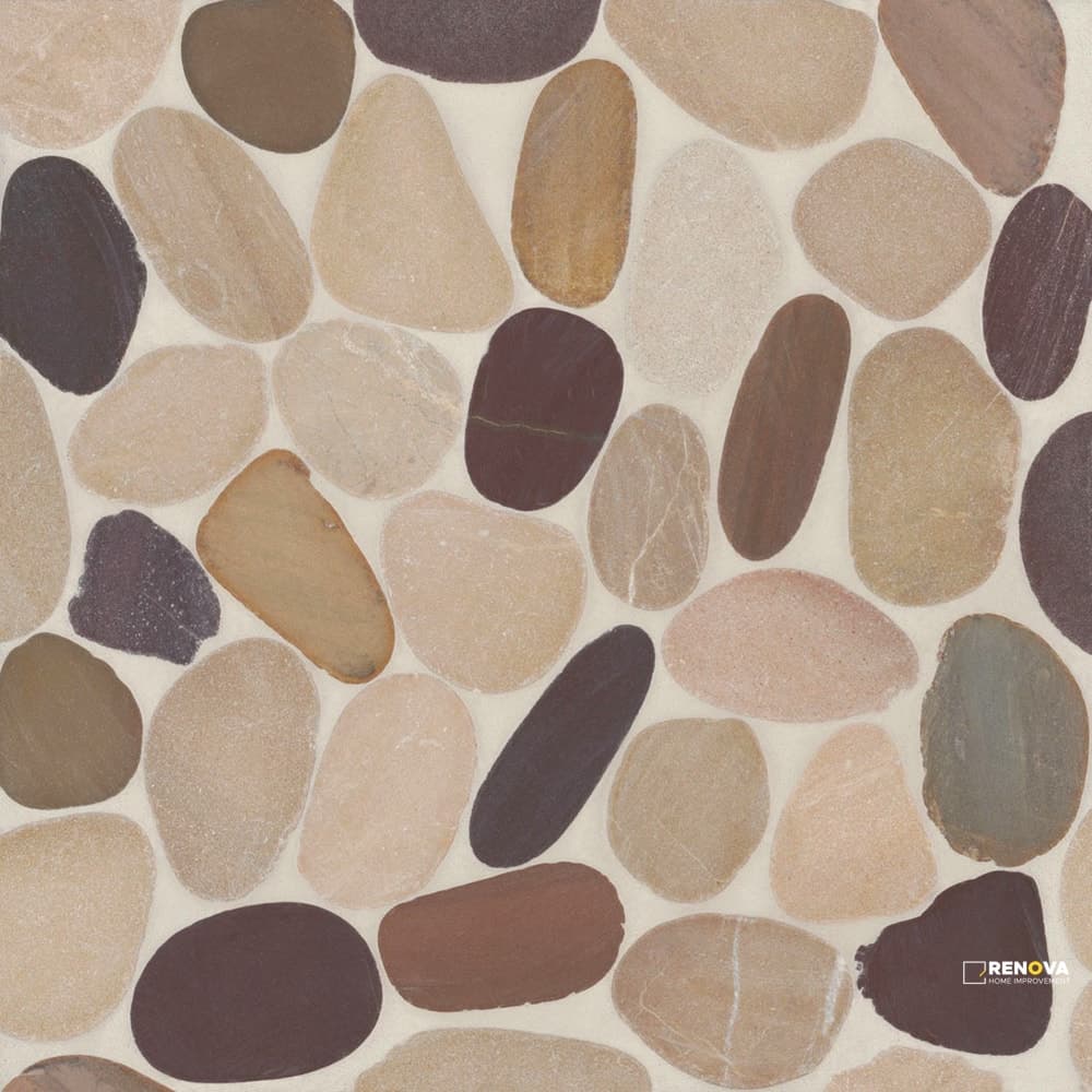 WATERBROOK TAN/BROWN/CHERRY JUMBO SLICED PEBBLE MOSAIC