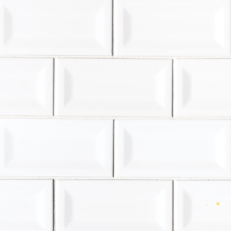 WHITE GLOSSY 3X6 INVERTED BEVELED ( 10.648 SF PER BOX )