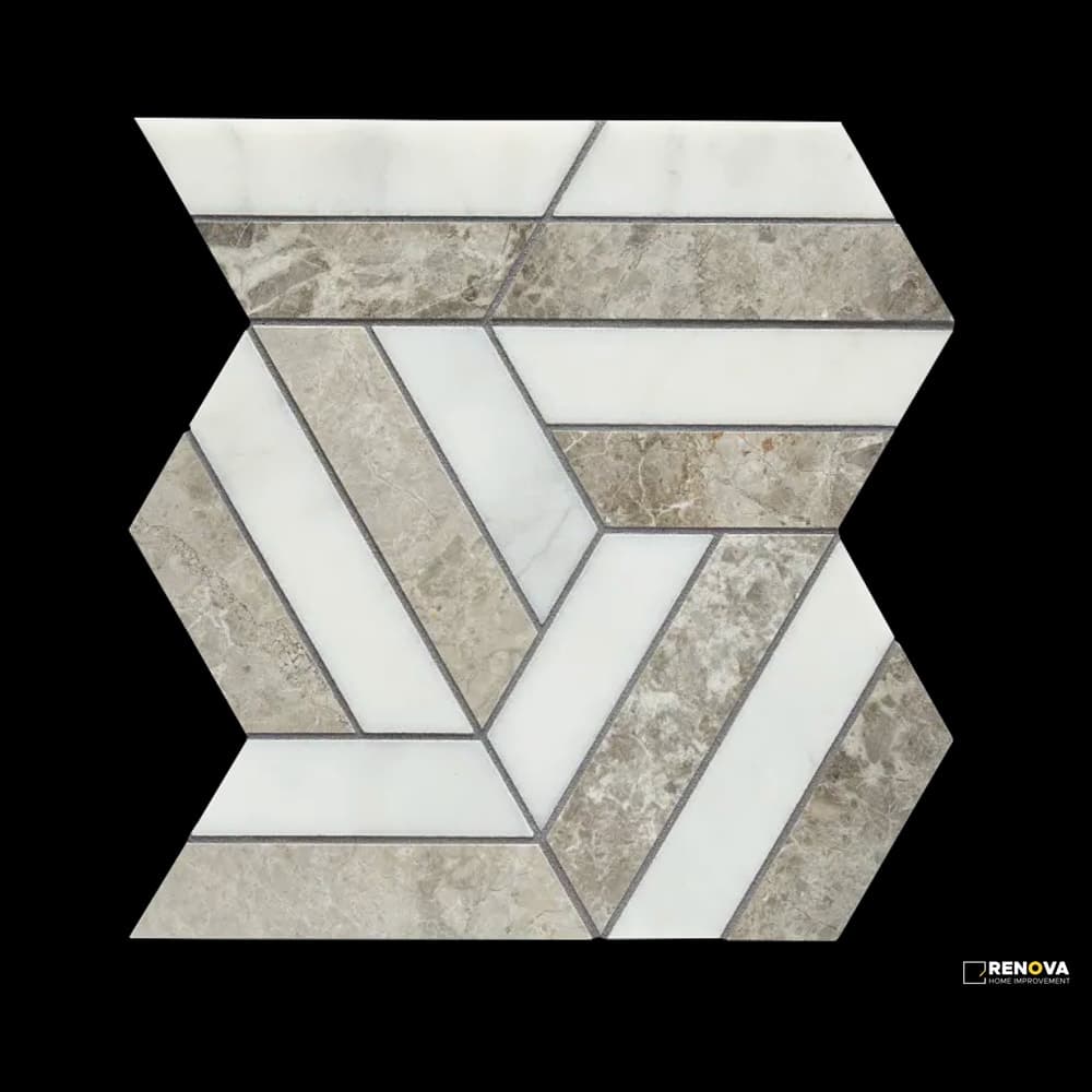 MARINE/BLANC HONED PRISM MOSAIC