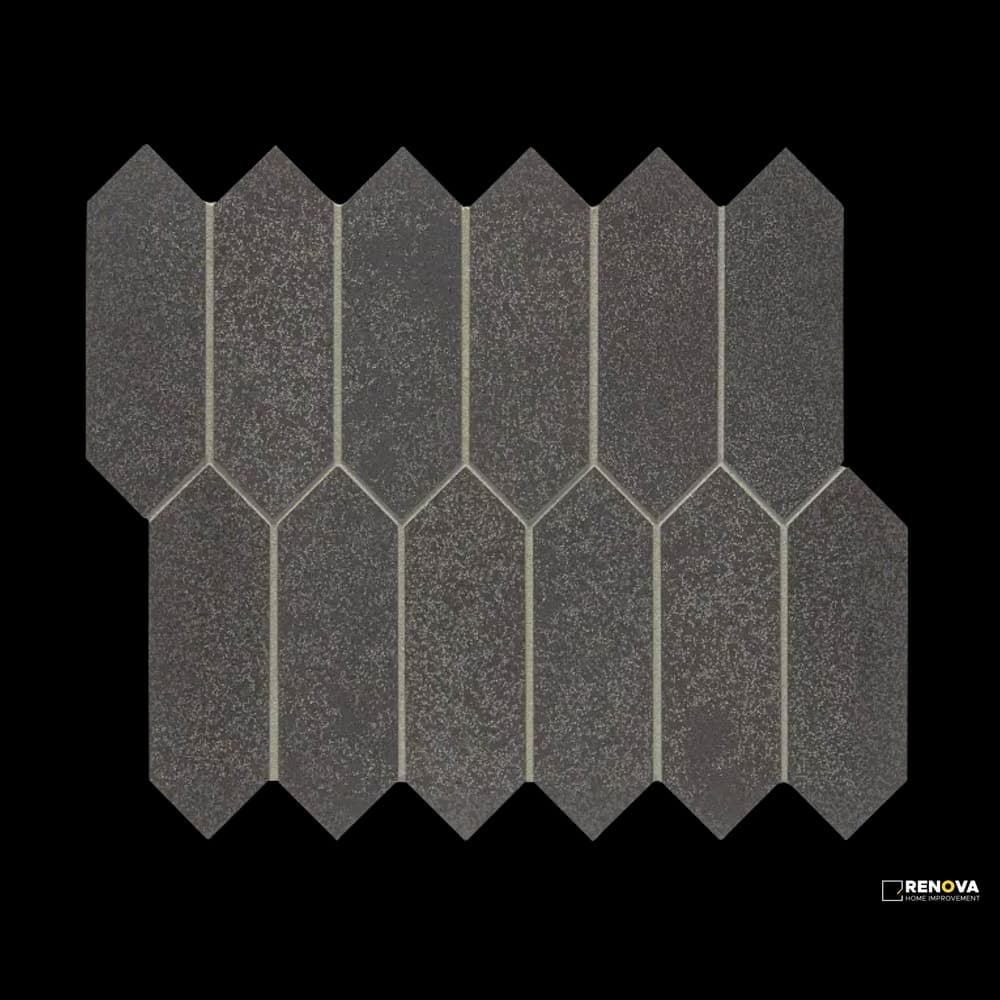 BASALT HONED PICKET MOSAIC