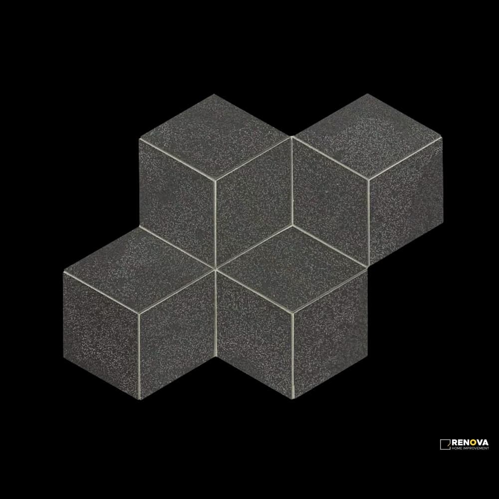 BASALT HONED LARGE RHOMBOID MOSAIC