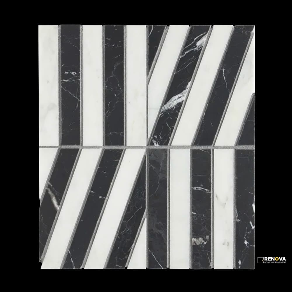 NOIR/BLANC HONED ZIGZAG MOSAIC