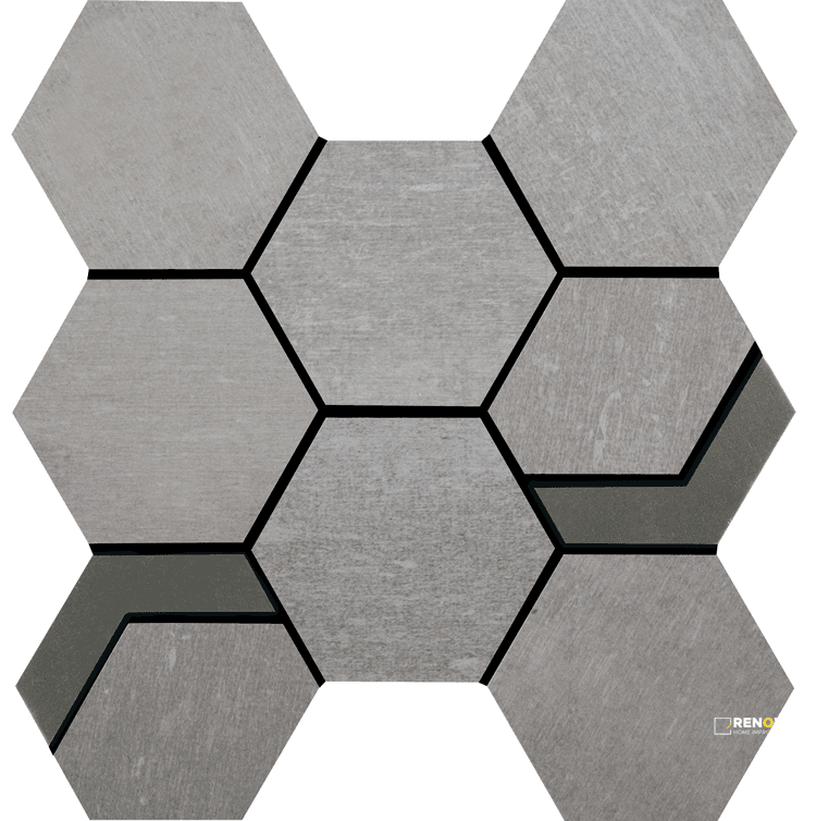 CROSSVILLE NATIVE METAL CRUCIBLE STEEL 3-1/2X3-1/2 HEX MOSAIC WITH IRON UNPOLISH