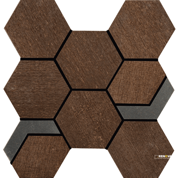 CROSSVILLE NATIVE METAL COPPER DEPOSIT 3-1/2X3-1/2 HEX MOSAIC WITH IRON UNPOLISH