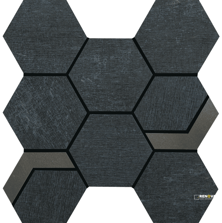 CROSSVILLE NATIVE METAL COBALT ORE 3-1/2X3-1/2 HEX MOSAIC WITH IRON UNPOLISHED
