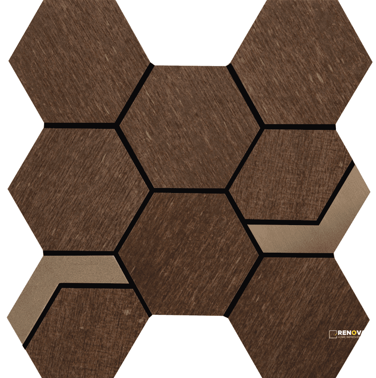 CROSSVILLE NATIVE METAL COPPER DEPOSIT 3-1/2X3-1/2 HEX MOSAIC WITH GOLD UNPOLISH