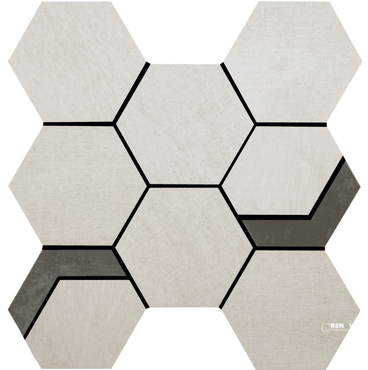 CROSSVILLE NATIVE METAL NOBLE PLATINUM 3-1/2X3-1/2 HEX MOSAIC WITH IRON UNPOLISH