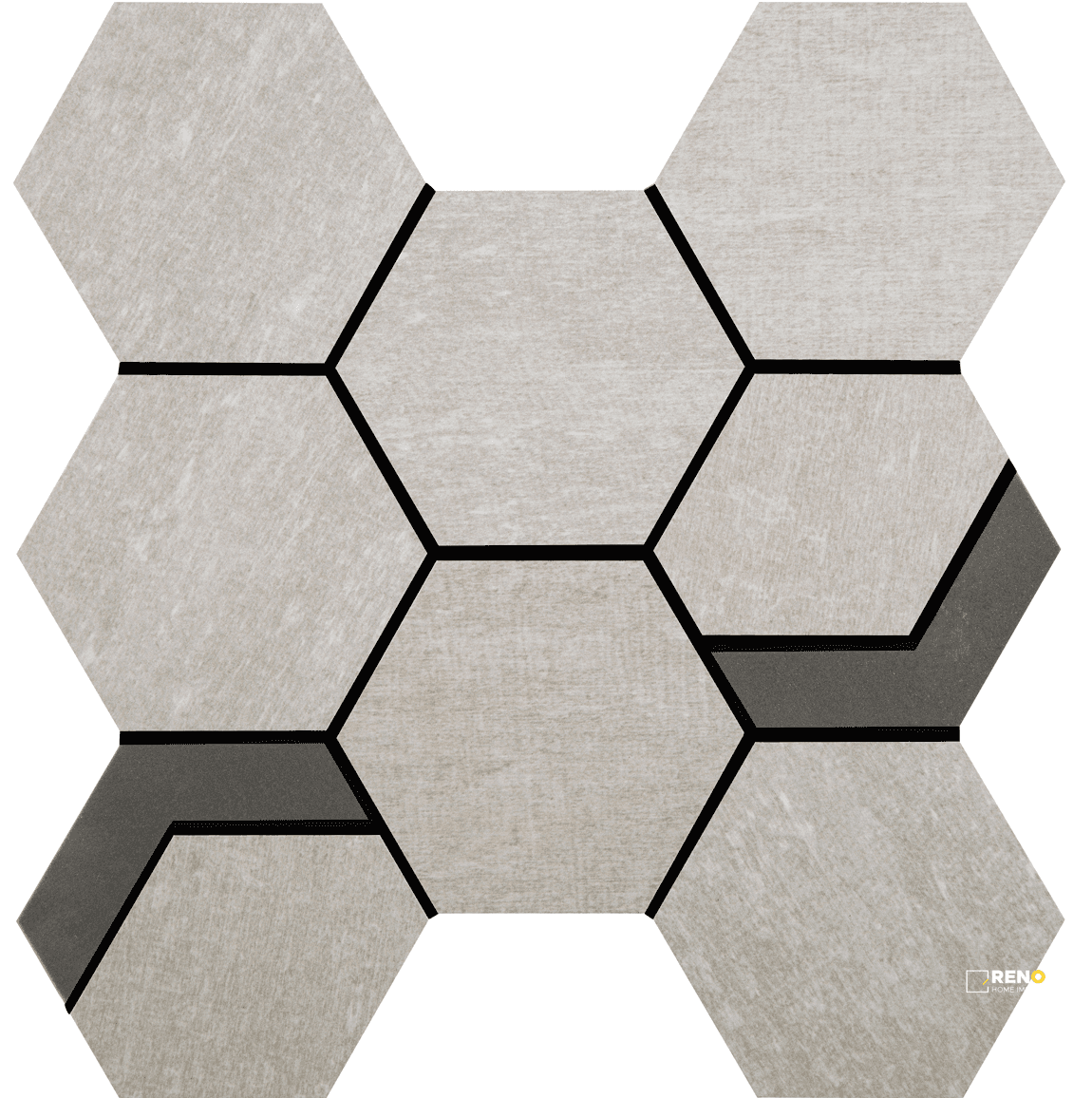 CROSSVILLE NATIVE METAL NICKEL PLATE 3-1/2X3-1/2 HEX MOSAIC WITH IRON UNPOLISHED