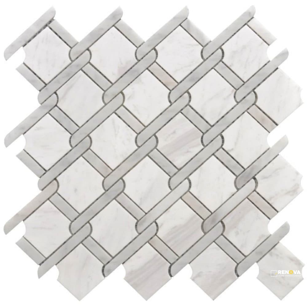 ROCKART MEDALLION GRAY MARBLE MOSAIC 12" X 12"