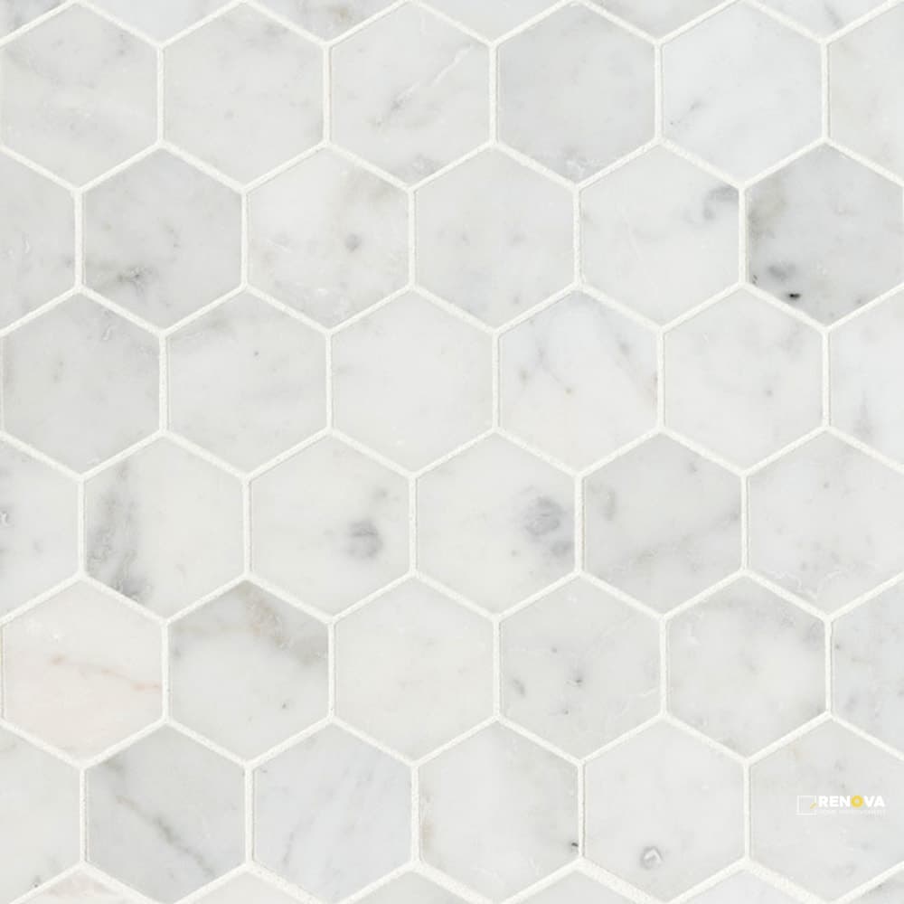CARRARA WHITE 2" HEXAGON HONED - SMOT-CAR-2HEXH