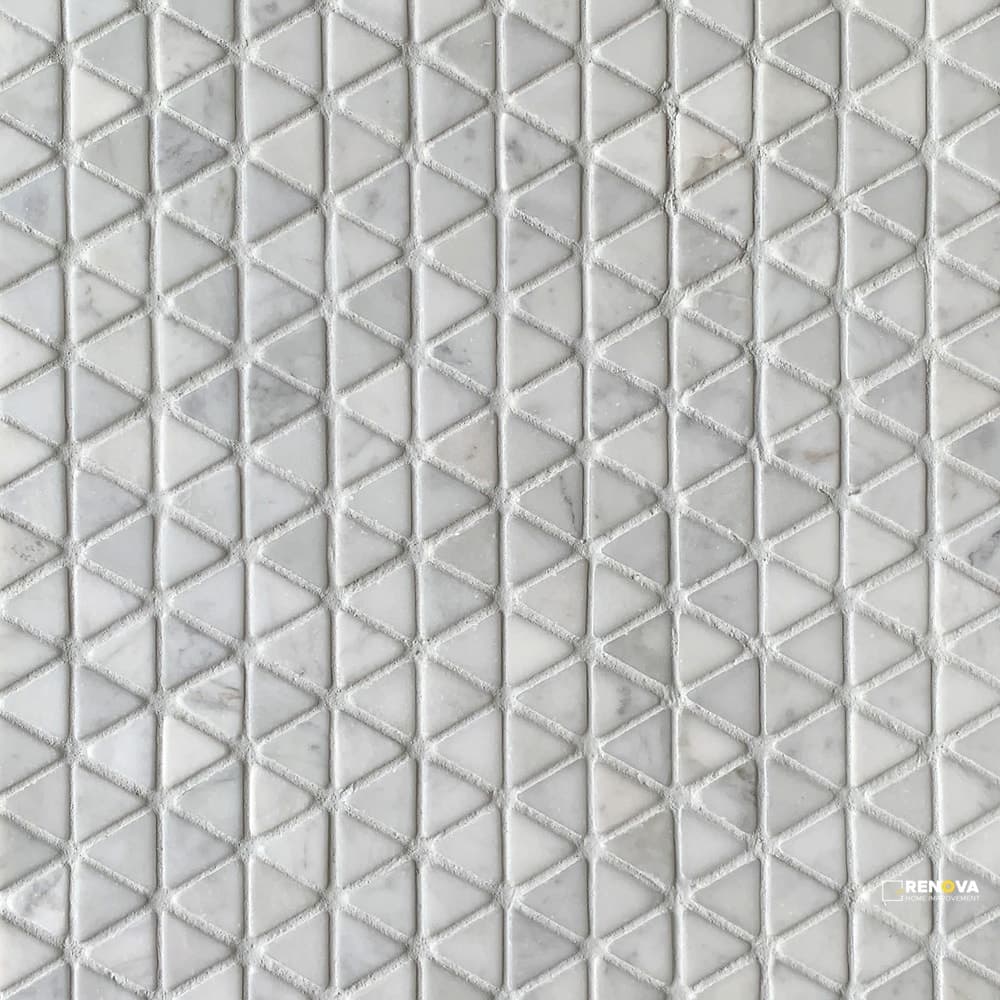 BIANCO CARRARA STONE ESSENTIALS HONED TUMBLED TRIANGLE MOSAIC 1"