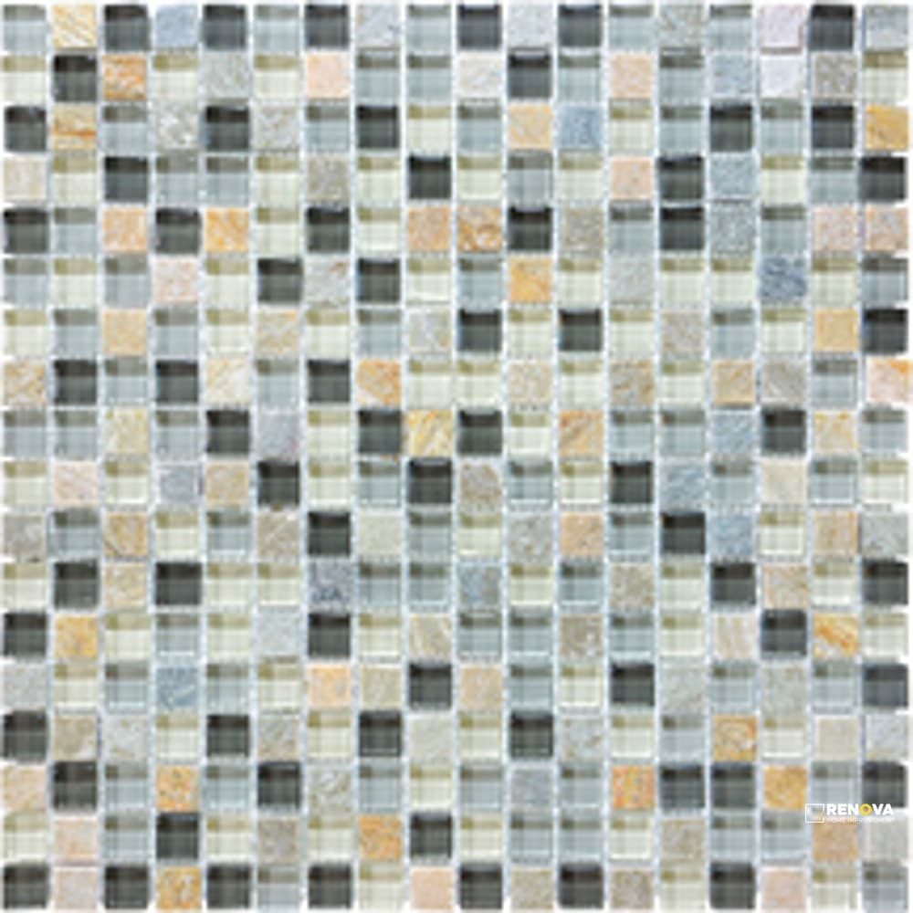 PIETRA ART BLISS SILVER ASPEN 5/8" MOSAIC ON 12" X 12" - M125/8 - FLOTIL1348