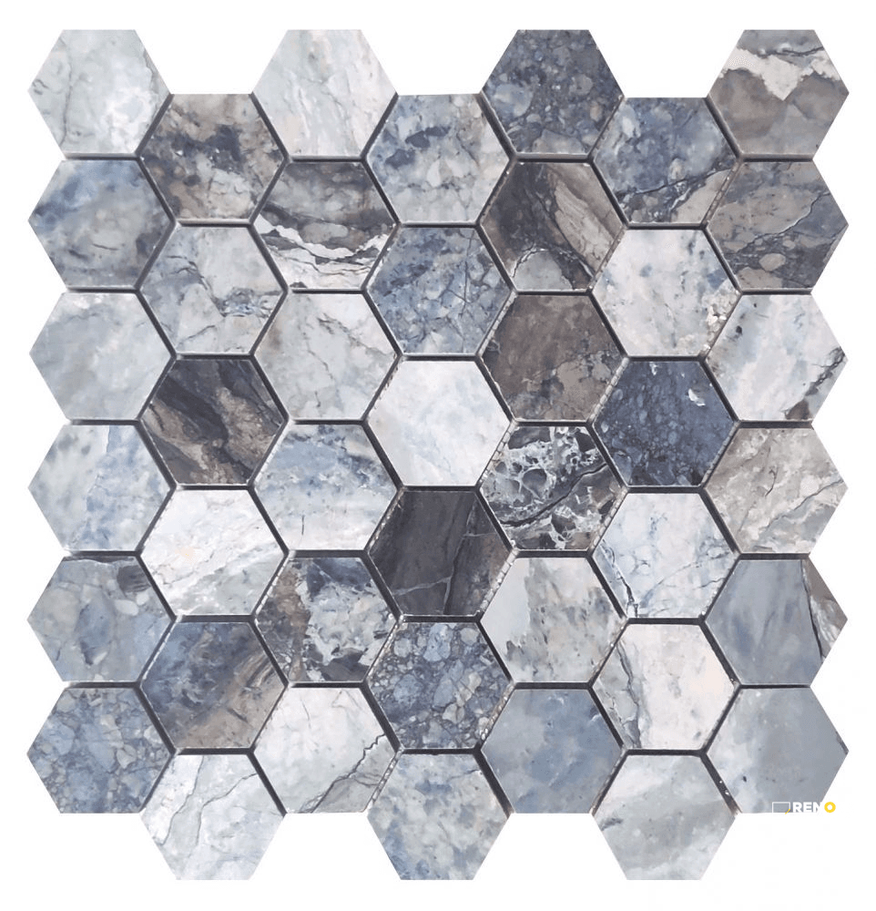 MYSTIC OCEAN MATTE HEXAGON MOSAIC 12" X 12"