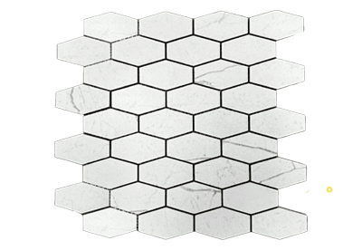 ANTIQUE LUX CORTINA WHITE ELONGATED HEXAGON 3"
