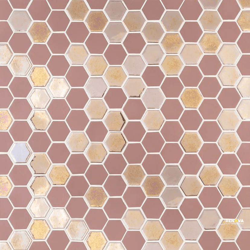 CHAPTER SPEC09 - BRILL ROSE GLASS HEXAGON MOSAIC 10-3/4" X 12-1/2"