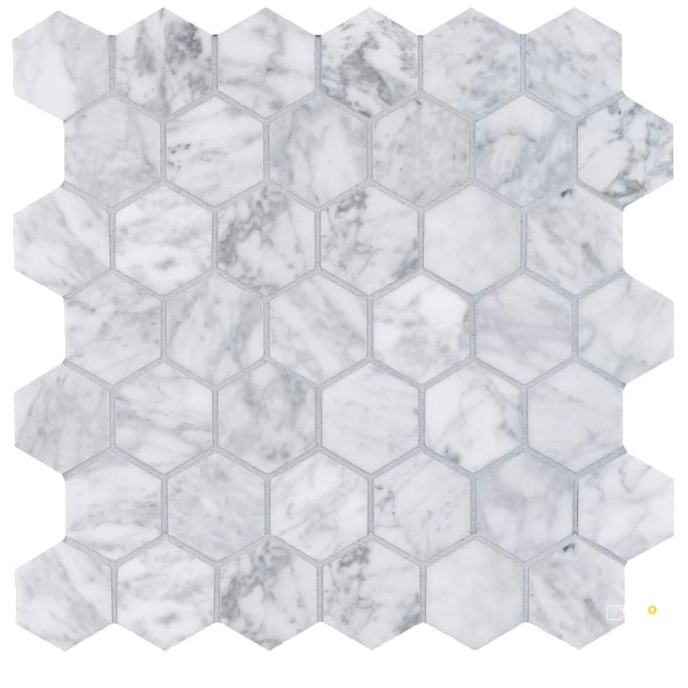 BIANCO CARRARA HONED HEXAGON MOSAIC 2" X 2" - ARITI1037