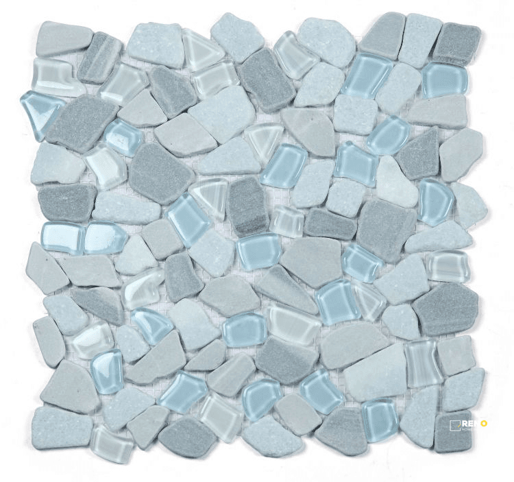 PEBBLE DEEP OCEAN MOSAIC 12" X 12"