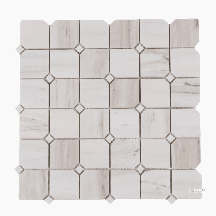 CLIPPED SQUARE WOODEN WHITE HONED MOSAIC 11.75" X 11.75"