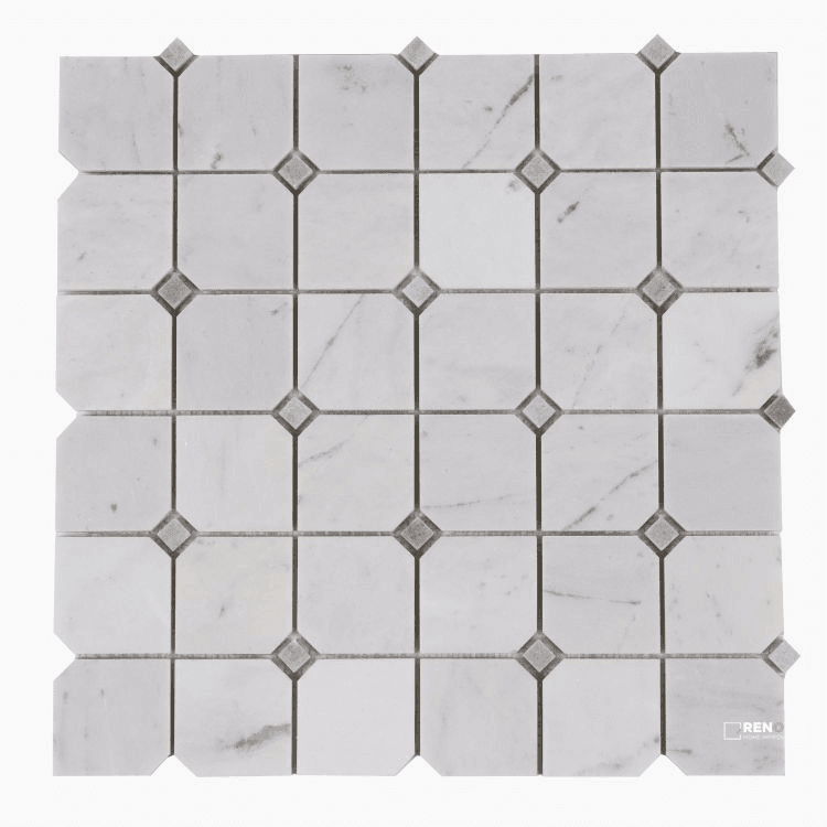 CLIPPED SQUARE MILKY WHITE HONED MOSAIC 11.75" X 11.75"