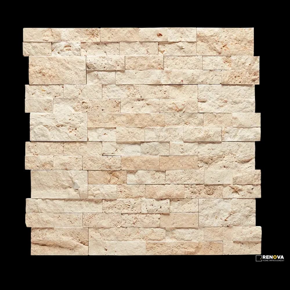 IVORY SPLIT FACE 3D STACKED STONE 5-7/8" X 24"