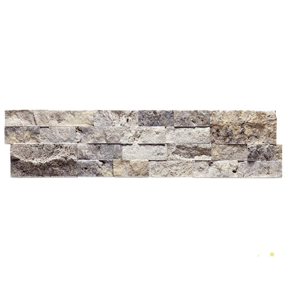 SILVER SPLIT FACE 3D STACKED STONE 5-7/8" X 24"