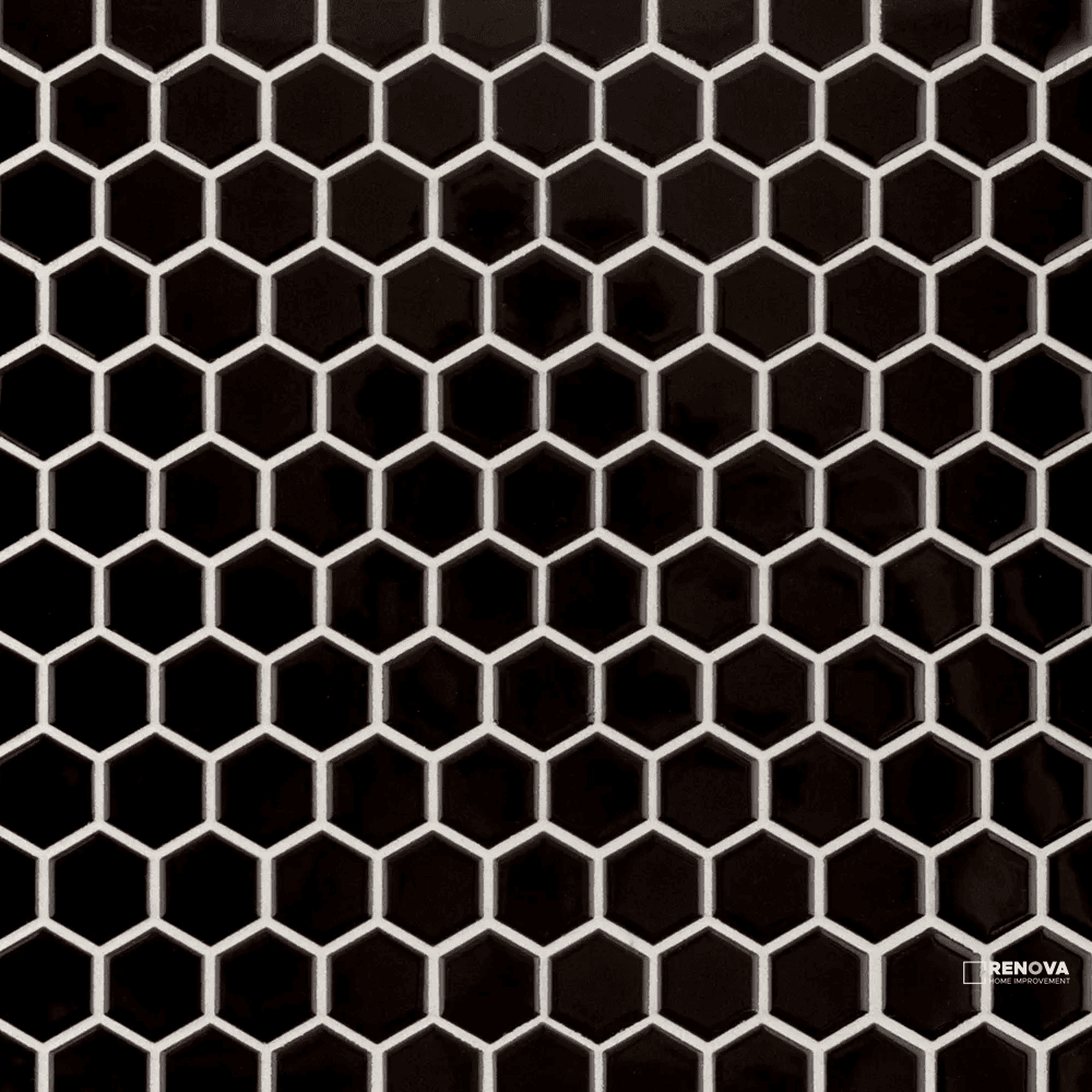 CHAPTER ES - ESSENTIALS HEXAGON BLACK GLOSS MOSAIC 7/8"