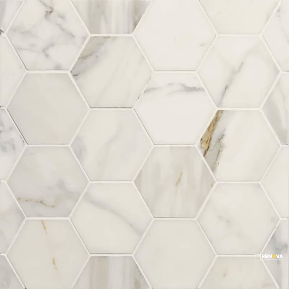CALACATTA ORO HONED HEXAGON MOSAIC 3"