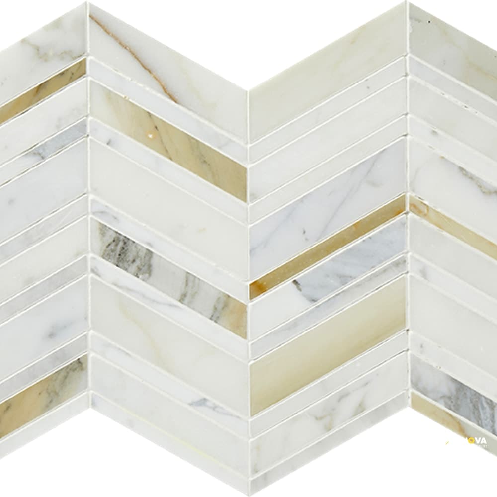 CALACATTA POLISHED CHEVRON PATTERN MOSAIC