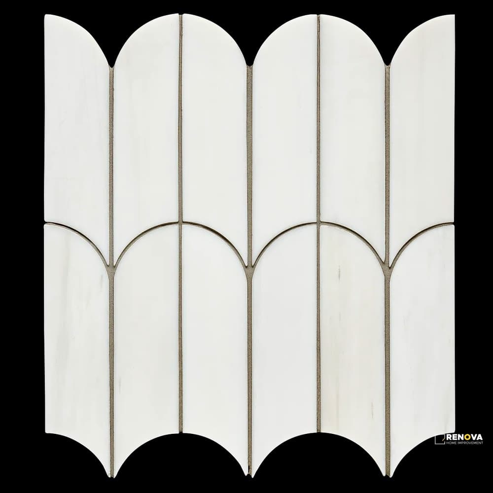 DOLOMITE WHITE HONED ARCH MOSAIC